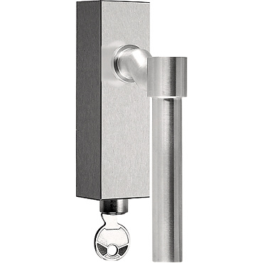 Cremona oscilobatiente acodada con llave acero inox mate 