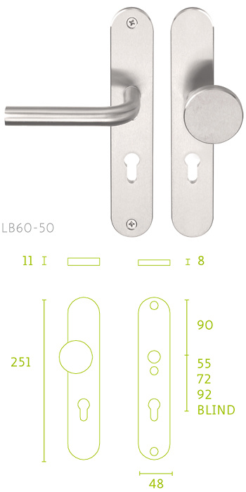 Pomo de puerta exterior serie inox Basic de Formani en Dismon.