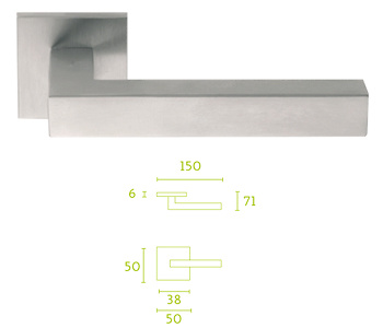 Juego de manivela sólida de inox con roseta en acero inoxidable 