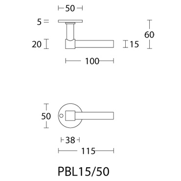 Tirador de puerta en T con roseta Piet Boon One PBT20XL/50 de Formani