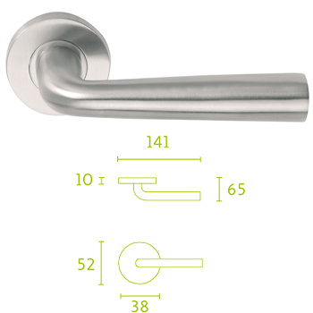 Manivela para puerta, de roseta, bicolor satinado brillo