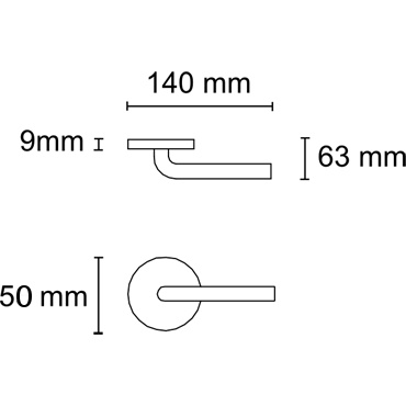 Maneta, roseta, tubular, inoxidable, en angulo recto