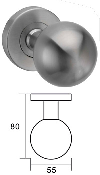 Pomo de puerta hueco en bola de acero inoxidable diametro 55 
