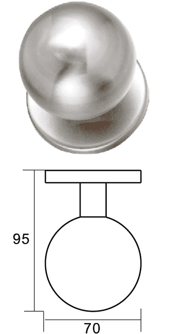 Pomo de puerta hueco en bola de acero inoxidable diametro 70 