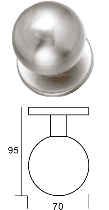 Pomo redondo para puerta de paso en acero inoxidable