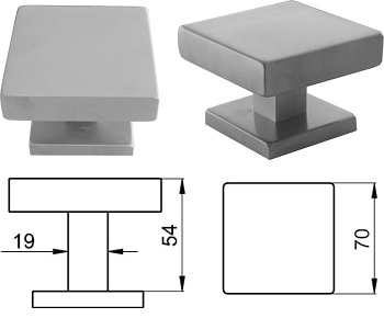 Pomo fijo de puerta de entrada basic square cuadrado70 