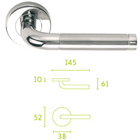 Manivela puerta de  inox macizo,  acabado bicolor brillo, mate.